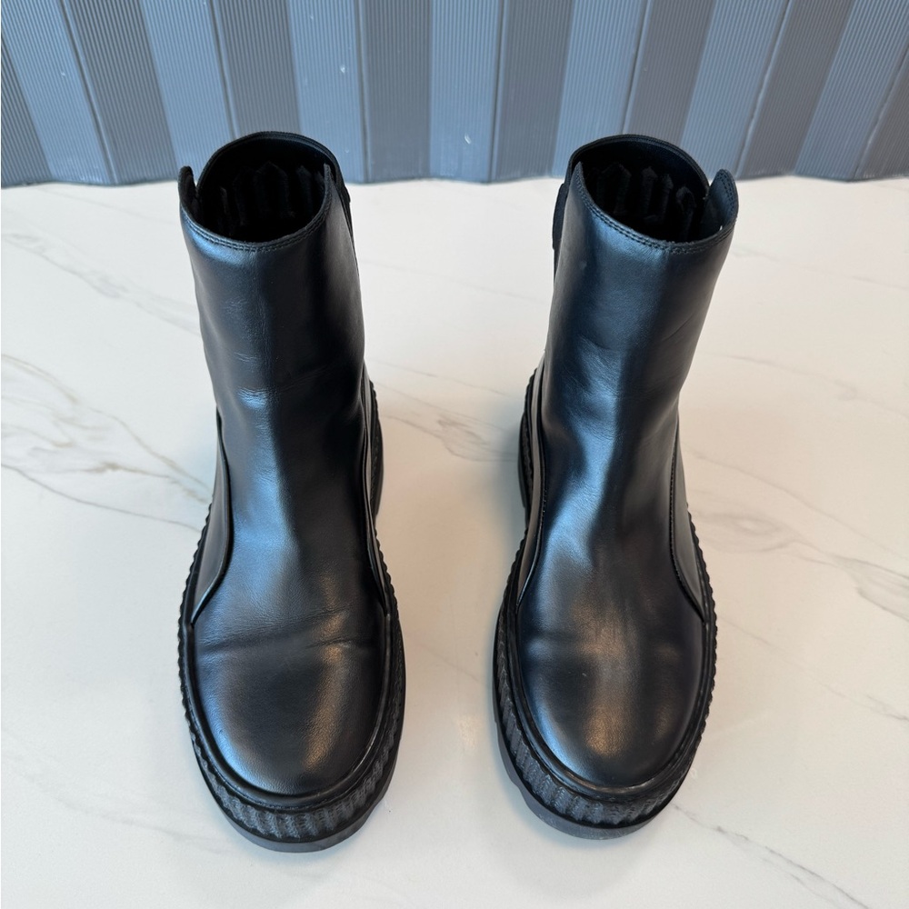 Black Leather Ankle Boots